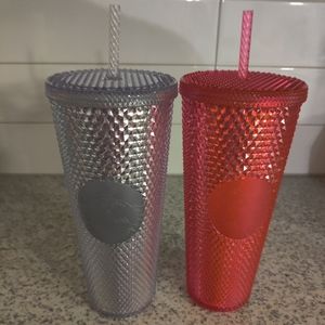 Starbucks Studded BlingTumbler - Pink & Silver